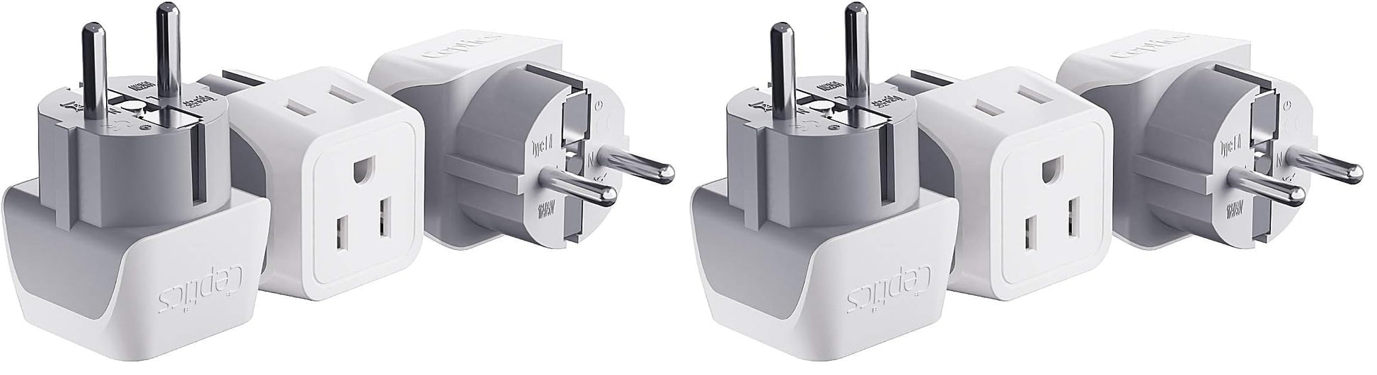 Buy now Ceptics Schuko Germany, France Plug Adapter, Dual Input - Ultra Compact Light Weight - Usa to Russia, South Korea Travel Adaptor Plug - Type E/F (3 Pack) 2 IN 1 - Type E F 6 Pack at indiglob india