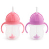 Munchkin Any Angle Sippy Cup for Toddlers, Spill Proof Weighted Straw Cup with Transition Handles for Babies 6 Months and Up, 7 Ounce, Blue - 2 Count