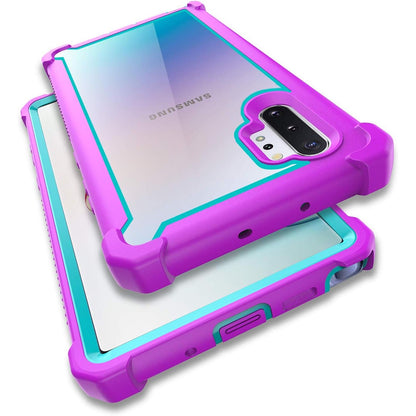 Hybrid Dual-Layer Full-Body Case for Galaxy Note 10 Plus 5G 6.8" with Screen Protector (Gray Light Blue)