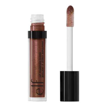 e.l.f. Lip Plumping Gloss, High-Shine Sheer Color, Hydrates & Creates Fuller Lips With Vitamin E, Vegan & Cruelty-Free, Mocha Twist, 0.1 Fl Oz