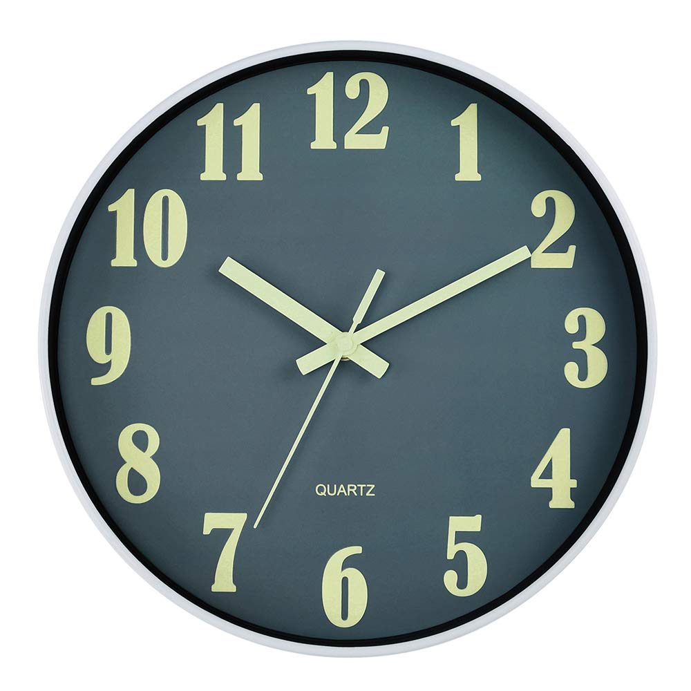 Buy now JoFomp Glow in The Dark Clock, 12 Inch Modern Silent Non Ticking Wall Clocks Battery Operated, Night Light Wall Clock for Living Room Decor, Wall Clock Decorative for Kitchen Bedroom (Green) at indiglob india