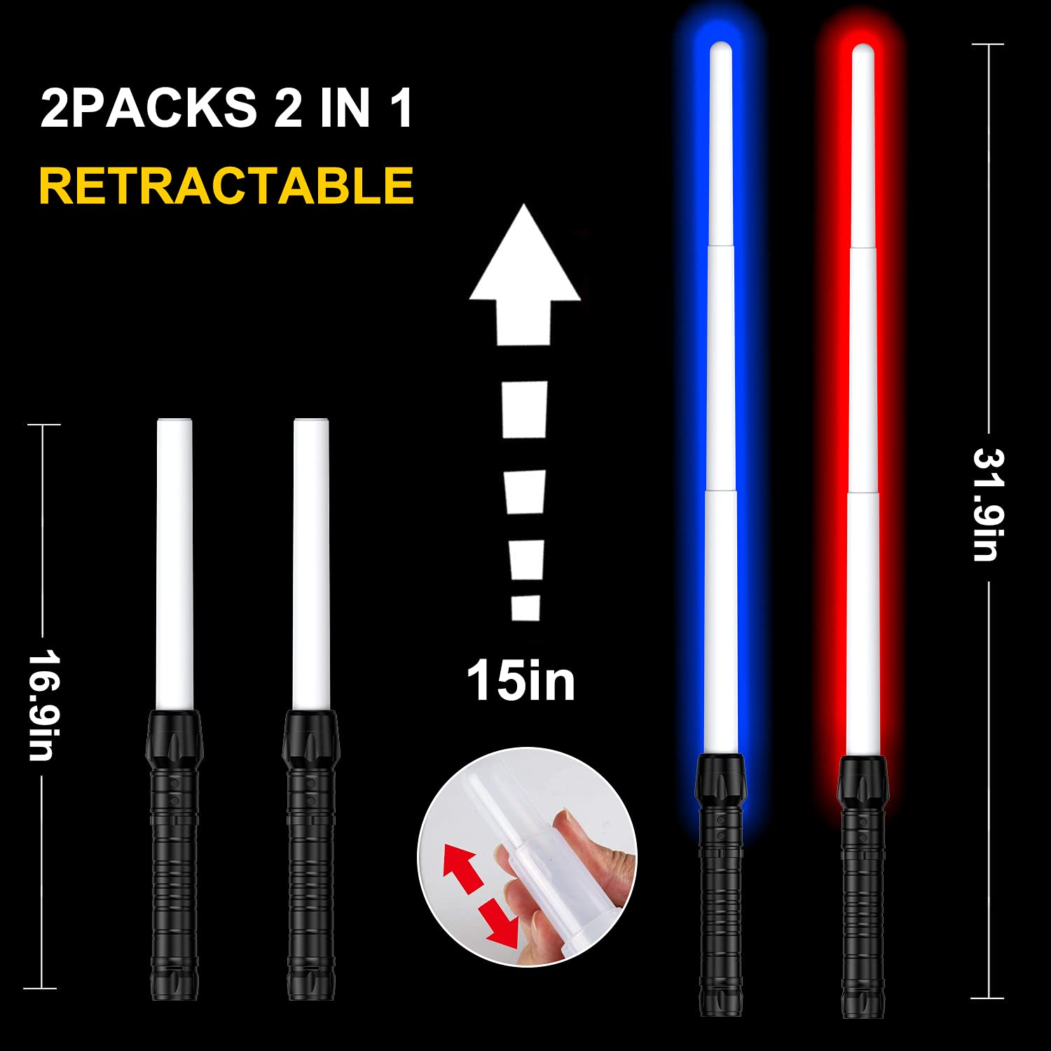 Buy now Light Saber, Light Sabers for Kids with FX Sound, 2 in 1 Expandable Light Swords Gift Set for Birthday, Halloween Party, Galaxy War Fighters and Warriors at indiglob india
