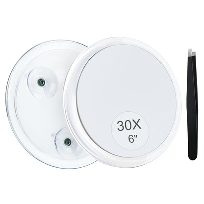 MIYADIVA 30X Magnifying Mirror Suction Cup for Easy Mounting, Use for Makeup Mirror, Travel Stick on Shower Mirror for Plucking Eyebrows 6 Inch