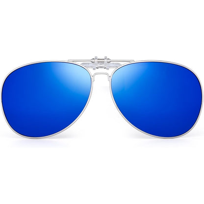 Retro Clip on Aviator Sunglasses Polarized Flip up Lenses Driving Eyeglasses Men