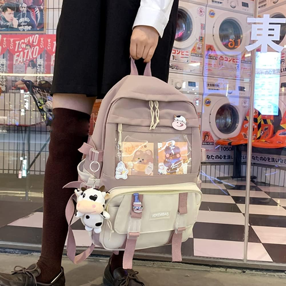 Buy now JQWSVE Kawaii Backpack with Kawaii Pins and Accessories Cute Backpack Aesthetic Backpack Women Lightweight Travel Rucksack at indiglob india