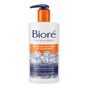 Biore Blemish Fighting Ice Cleanser Face Wash with Salicylic Acid, Clears and Helps Prevent Acne Breakouts, Cools & Refreshes Skin, Oil Free, 6.77 Oz