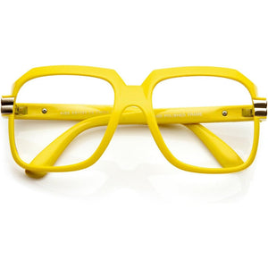 zeroUV Large Color Coated Square Oversized Hip Hop Clear Lens Glasses
