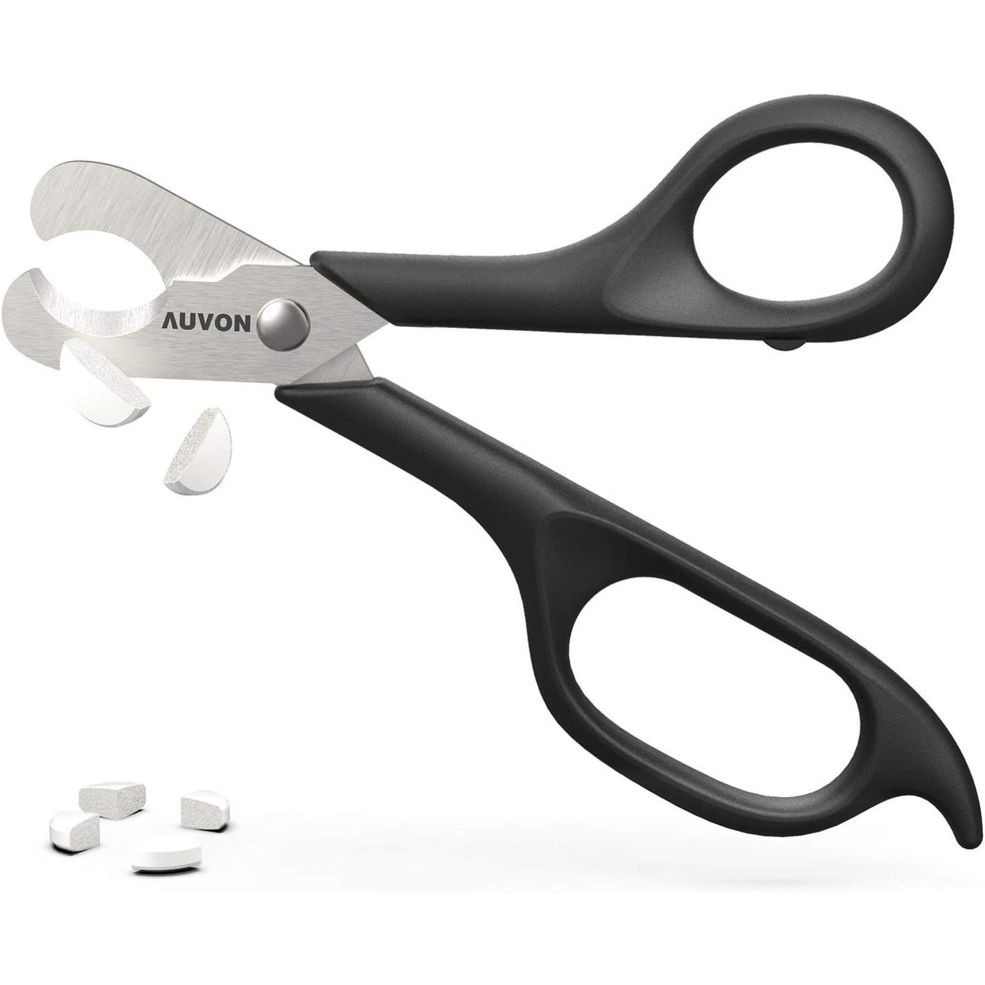 AUVON Scissors-Shaped Pill Cutter, Sharp Blade Pill Splitter for Easily Dividing Most 5-15mm Vitamins, Tablets and Medications in Half