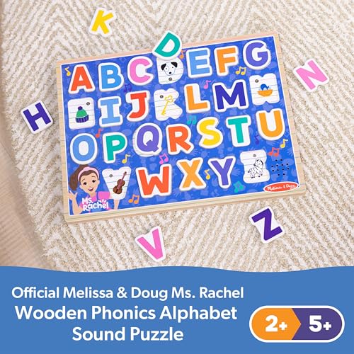 Buy now Melissa & Doug?? Ms. Rachelƒ?› Wooden Phonics Alphabet Sound Puzzle with Light-Activated Sound Effects, 26-Piece Toddler Toys for Boys and Girls Ages 2+ Years - FSC Certified at indiglob india