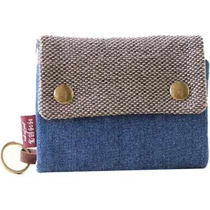 Canvas Small Women Wallet Credit Card Case Cover Holder Keychain Coins Purse Key Wallet (Dark Blue)