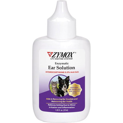 ZYMOX Enzymatic Ear Solution with 0.5-Percent Hydrocortisone, for Dog & Cat, 1.25 oz