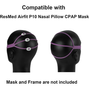 Upgraded Airfit P10 Headgear CPAP for Her Replacement, 2-Pack Replacement Headgear Compatible with ResMed Airfit P10 Nasal Pillow CPAP Mask Straps Included 2 Elastic Straps & 6 Adjustment Clips, Pink
