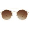 SOJOS Retro Vintage Round Polarized Sunglasses for Women Men Small Double Bridge Circle Sunnies SJ1104 - Gold/Brown