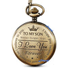 Engraved Pocket Watch to Son I Love You Gifts from a Mom Dad Birthday Christmas Gift Fob Watches Chains - Bronze