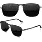 LUENX Rectangular Polarized Aviator Sunglasses for Men Retro Pilot Shades Driving UV400 Protection