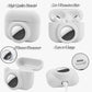 2 in 1 Protective Skin Case Compatible for Airpods Pro and Airtag Case Combo Set, Silicone GPS Tracker Cover Holder, Soft Shock-Proof Anti-Scratch Anti-Lost(White)