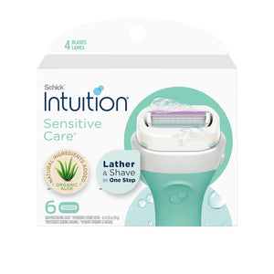 INTUITION Schick Refill, Razors for Women Sensitive Skin | Intuition Razor Blades Refill with Organic Aloe, Razor Refills , 6 Count (Pack of 1)