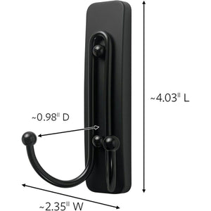 Command Large Matte Black Double Hooks, 2 Hooks and 2 Command Strips, Damage Free Hanging Wall Hooks with Adhesive Strips, No Tools Coat Hooks for Hanging Home Decor, Holds up to 4 lb