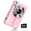 Digital Camera, FHD 1080P Digital Point and Shoot Camera with 16X Zoom Anti Shake, Compact Small Camera for Boys Girls Kids - Pink