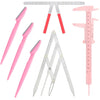 6 Pieces Tattoo Eyebrow Ruler 3 Point Positioning Ruler Mini Caliper Double Scale Vernier Caliper Eyebrow Golden Ratio Caliper Microblading Ruler Gauge Ruler Measuring Tool with Eyebrow Shaver - Pink