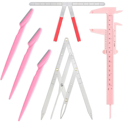 6 Pieces Tattoo Eyebrow Ruler 3 Point Positioning Ruler Mini Caliper Double Scale Vernier Caliper Eyebrow Golden Ratio Caliper Microblading Ruler Gauge Ruler Measuring Tool with Eyebrow Shaver