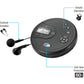 GPX PC332B Portable CD Player with Anti-Skip Protection, FM Radio and Stereo Earbuds - Black
