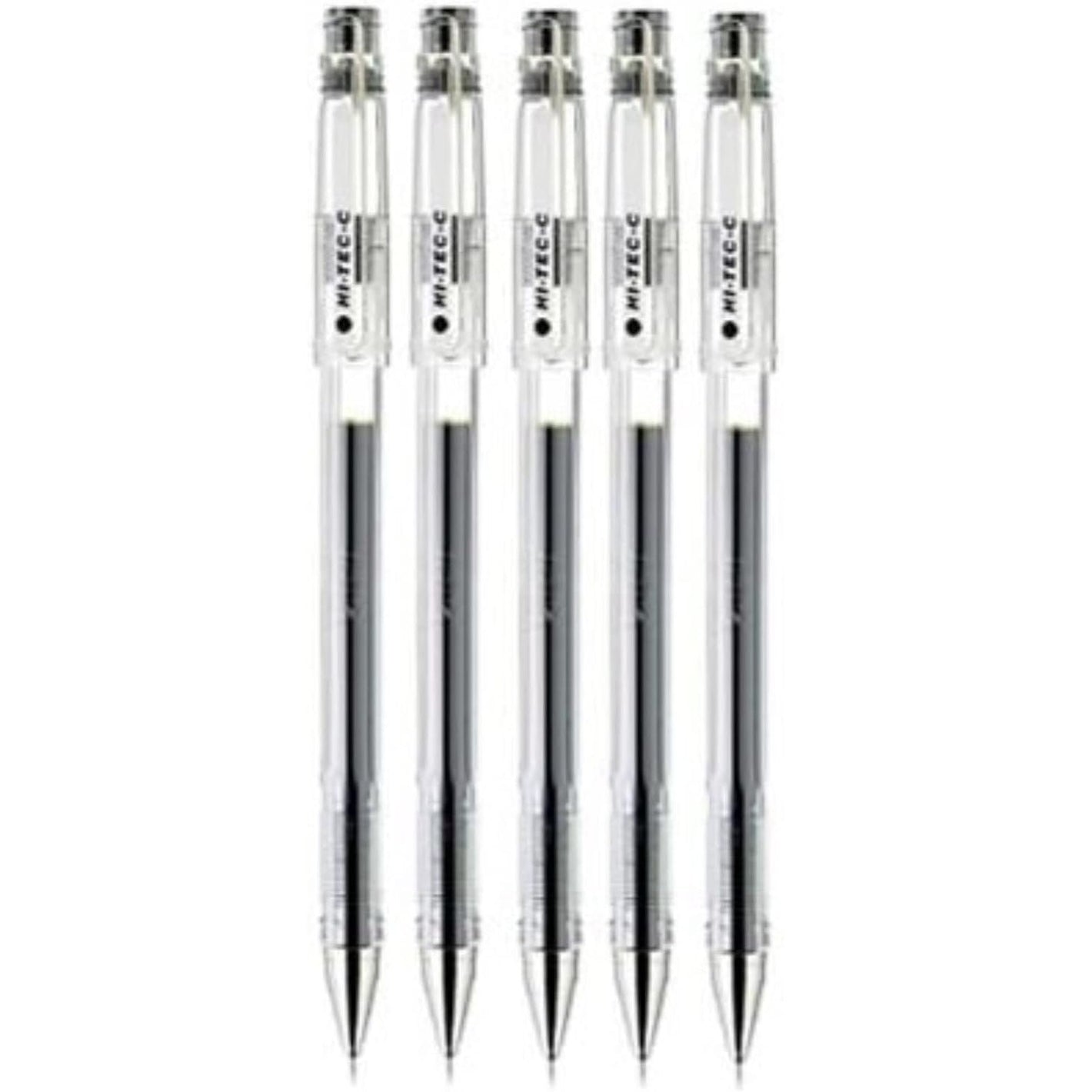 Pilot Hi-Tec-C 05 Gel Ink Pen, Fine Point 0.5mm, Black Ink, LH-20C5, Value Set of 5