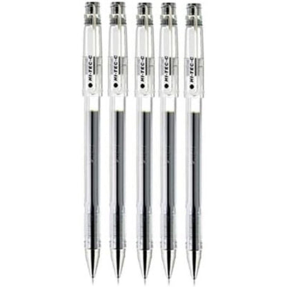 Pilot Hi-Tec-C 05 Gel Ink Pen, Fine Point 0.5mm, Black Ink, LH-20C5, Value Set of 5