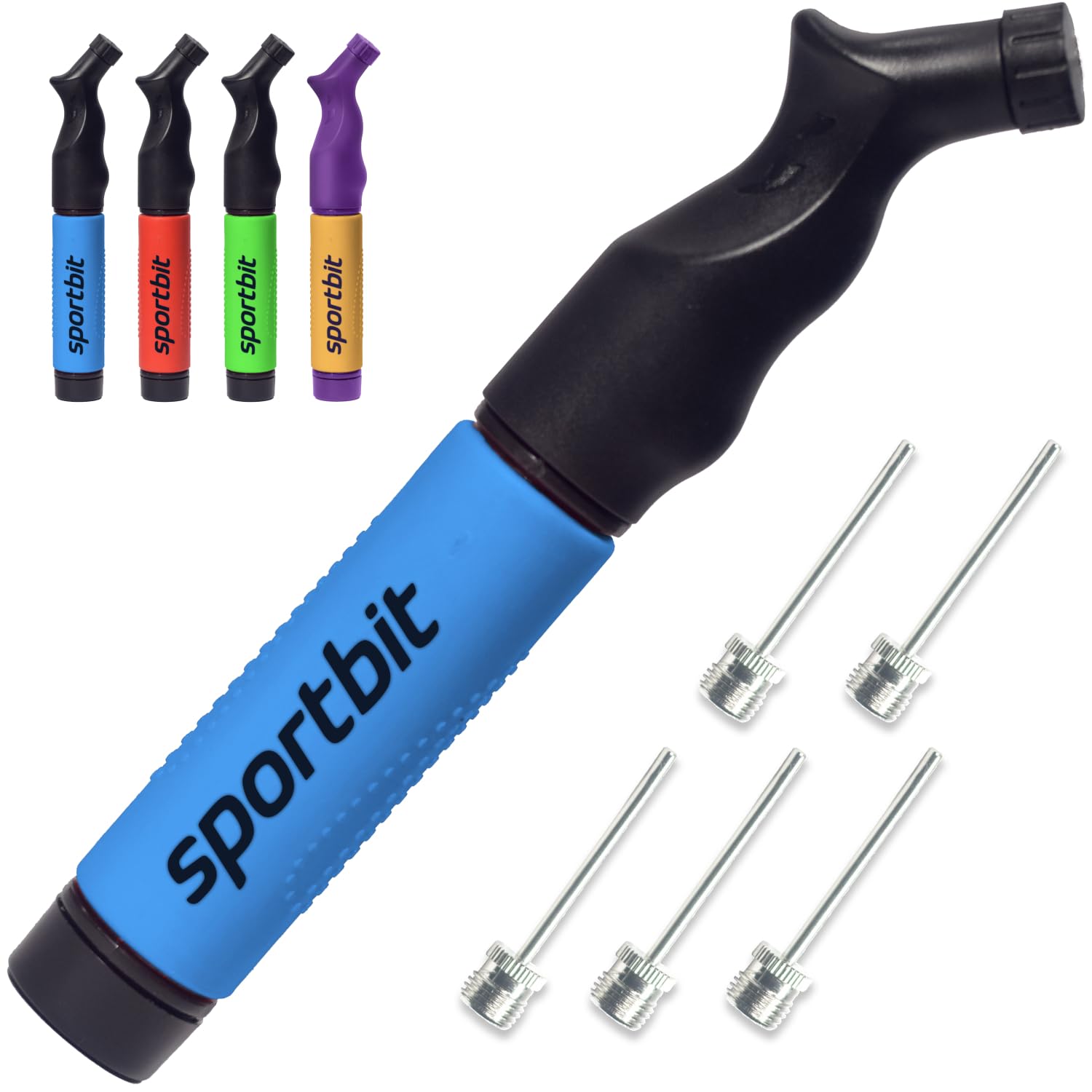 Buy now SPORTBIT Ball Pump for Sports Balls - Push & Pull Inflating System - Hand Pump for All Exercise Balls - Volleyball Pump, Basketball Inflator, Football & Soccer Ball Air Pump - Goes with 5 Needles Set BLUE at indiglob india