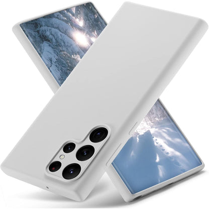 Varikke Compatible with Samsung Galaxy S22 Ultra Case Liquid Silicone, Skin Touch Gel Rubber Case with Soft Microfiber Lining, Cute Slim Full Camera Protection Cover, White