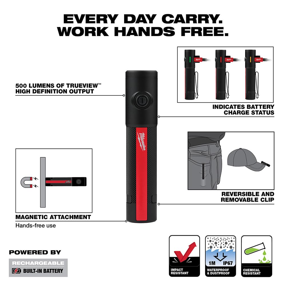 Buy now Milwaukee Electric - 500L Everyday Carry Flashlight W/Magnet Recharge at indiglob india