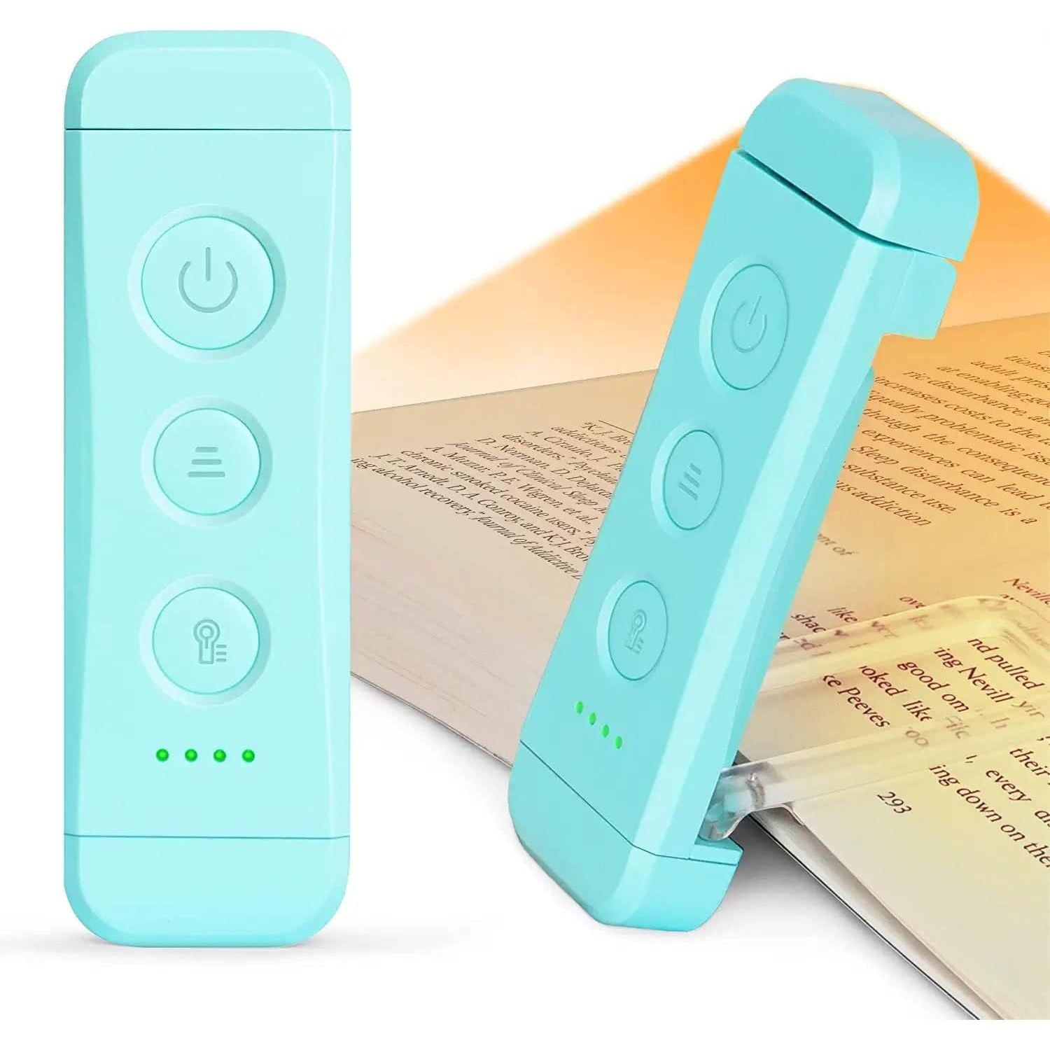 Buy now Glocusent USB Rechargeable Book Light for Reading in Bed, Portable Clip-on LED Reading Light, 3 Amber Colors & 5 Brightness Dimmable, Compact & Long Lasting, Perfect for Book Lovers, Kids Blue at indiglob india