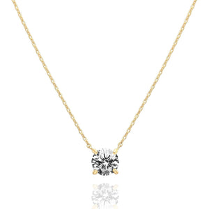 PAVOI 14K Gold Plated Crystal Solitaire 1.5 Carat (7.3mm) Cubic Zirconia Dainty Choker Necklace | Gold Necklaces for Women