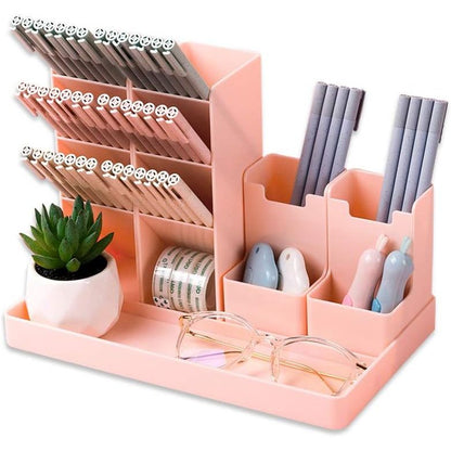 Pen Pencil Holder for Desk, Cute Stationery Home Office School Craft Art Supply Accessory Crayon Caddy Box Organizer Storage for Girl Kids (White)