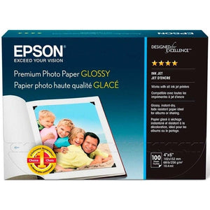 Epson S041727 Premium Photo Paper, 68 lbs., High-Gloss, 4 x 6 (Pack of 100 Sheets),White