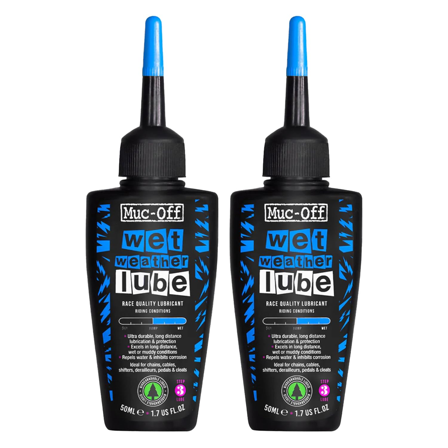 Buy now Muc-Off Chain Wet Lube 120ml | Biodegradable Bicycle Chain Lubricant Wet | Reduces Friction & Extends Chain Life | Wax-Based Formula Repels Water | Suitable for MTB & Road Bikes 50mL (Pack of 02) at indiglob india