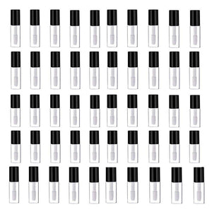 Mydio 50 Pack 1.2ML Clear Mini Lip Gloss Tube Empty Lip Balm Containers With Black Lid for Lipstick (clear)