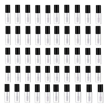 Mydio 50 Pack 1.2ML Clear Mini Lip Gloss Tube Empty Lip Balm Containers With Black Lid for Lipstick (clear)