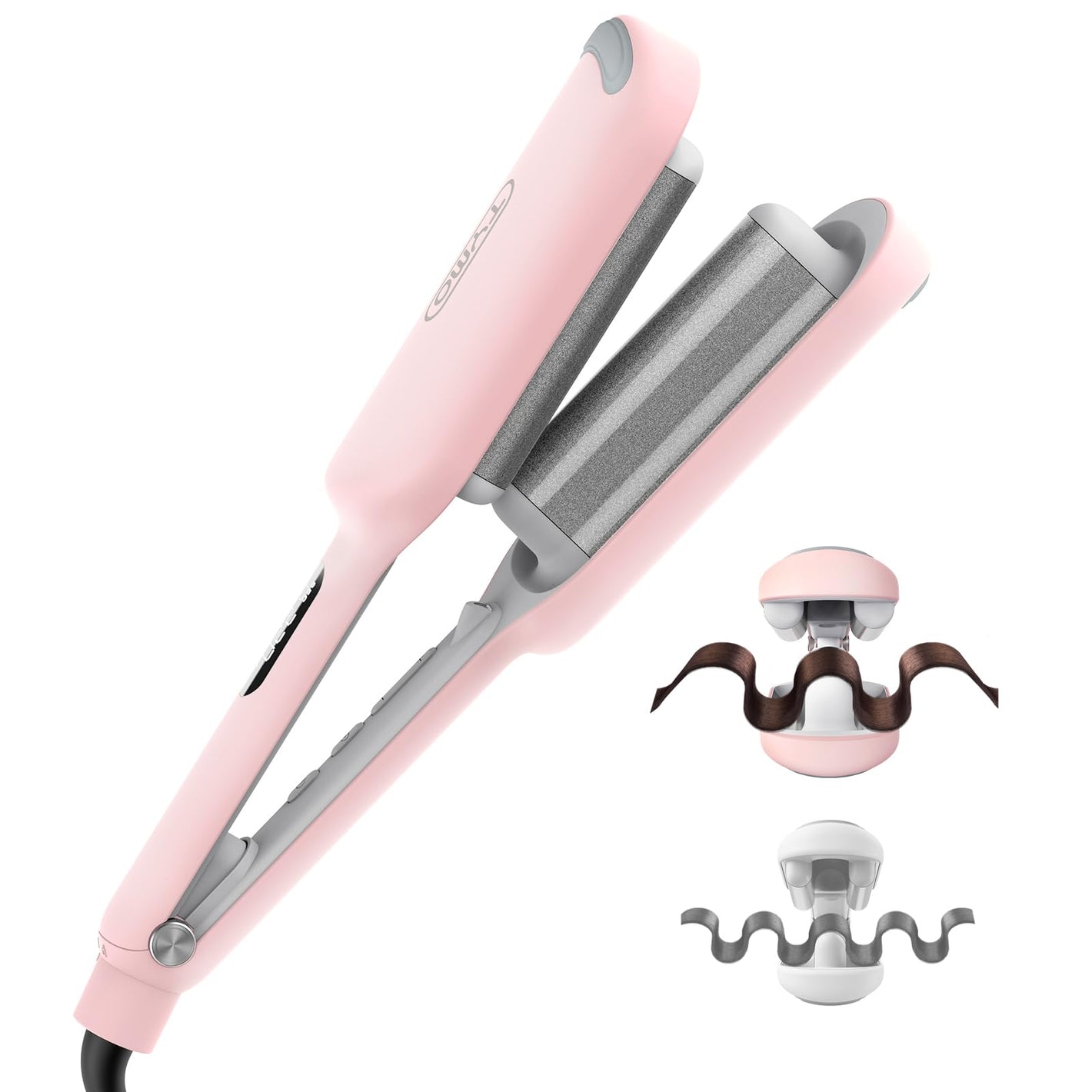 Buy now Curling Iron Hair Crimper Waver - TYMO ROVY Beach Waves Curling Wand, Ionic Deep Waver Hair Curler Tool with Ceramic 3 Barrel for Women, Dual Voltage, Anti-Scald, Easy to Use, Pink, 1.25 Inch at indiglob india