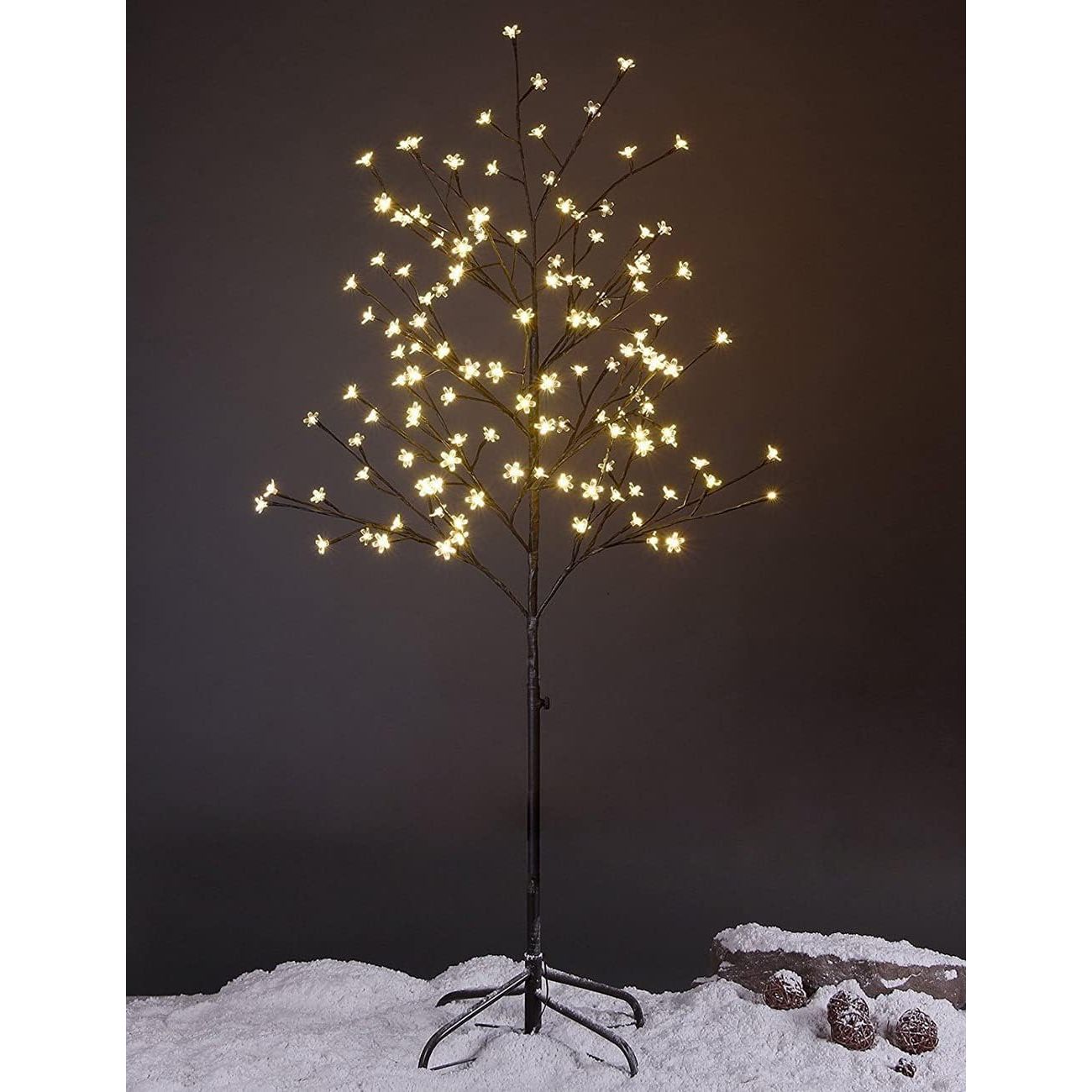 Lightshare Cherry Blossom Tree 5FT 128 LED Lighted Tree for Decoration Inside and Outside, Home Patio Wedding Festival Christmas Decor, Warm White