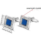Blue Navy Crystal Square Cufflinks for Men Classical Cuff Links with Gift Box Elegant Style