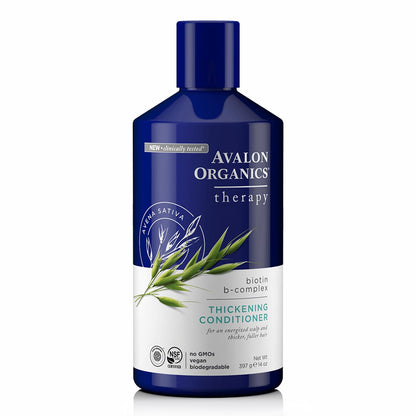 Avalon Organics Therapy Biotin B-Complex Thickening Conditioner, For an Energized Scalp and Thicker, Fuller-Looking Hair, 14 Fluid Ounces