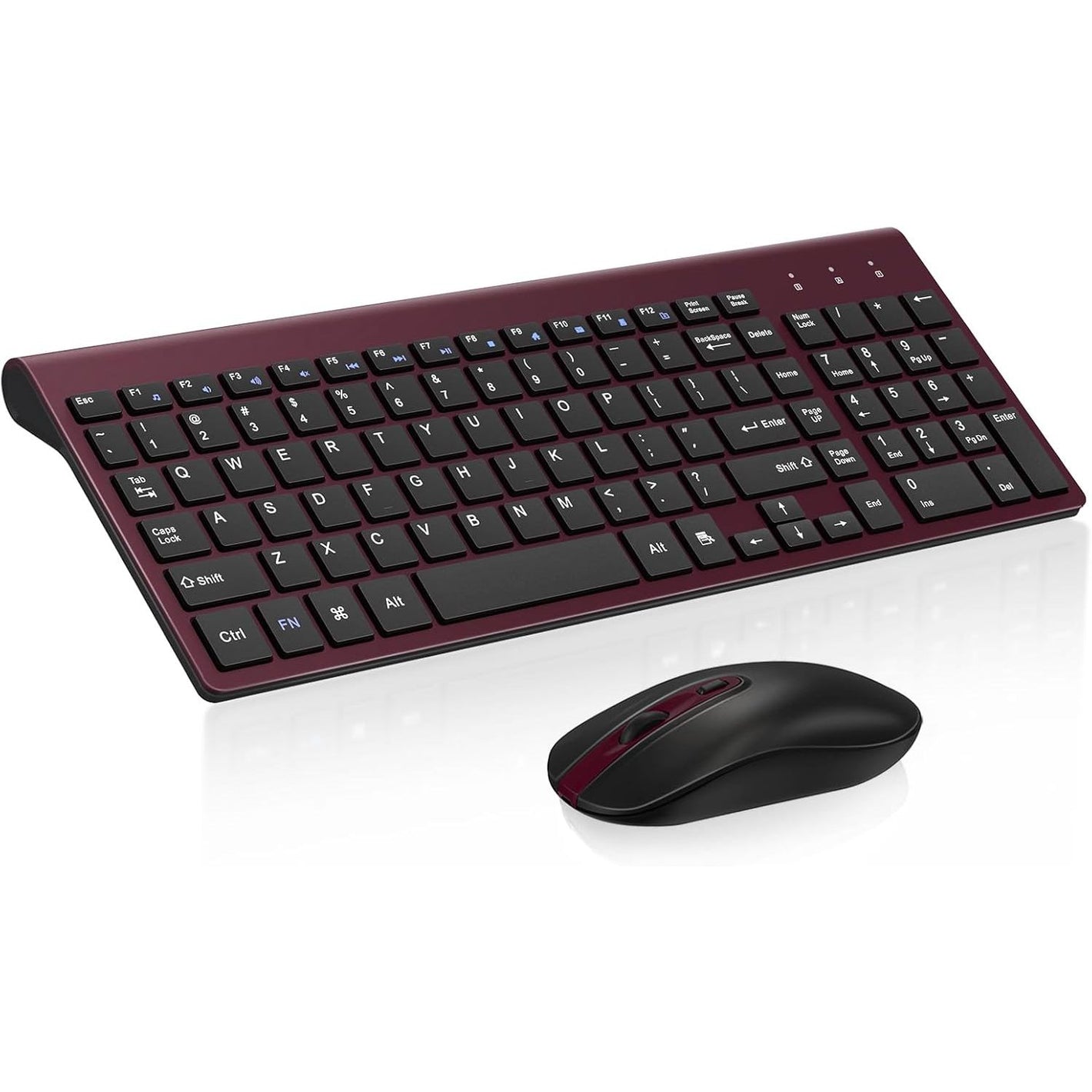 cimetech EasyTyping KF10 Wireless Keyboard and Mouse Combo, [Silent Scissor Switch Keys][Labor-Saving Keys] Ultra Slim Wireless Computer Keyboard and Mouse, Easy Setup for PC/Laptop/Windows - Wine Red