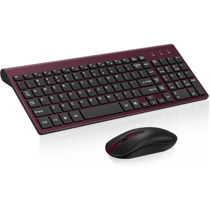 cimetech EasyTyping KF10 Wireless Keyboard and Mouse Combo, [Silent Scissor Switch Keys][Labor-Saving Keys] Ultra Slim Wireless Computer Keyboard and Mouse, Easy Setup for PC/Laptop/Windows - Wine Red