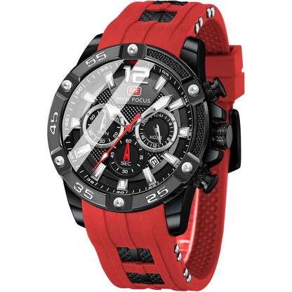 MF MINI FOCUS Men Watch, Chronograph Waterproof Sport Analog Quartz Watches Blue Silicon Strap Fashion Wristwatch for Men