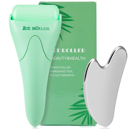 2 Pack Ice Roller for Face and Body Massage, Facial Roller Skin Care Tool for Reduce Wrinkles and Puffiness, Migraine Pain Relief and Skin Tighten, Cold Therapy for Cooling and Calming.(Pink+Green)