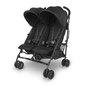 Buy now UPPAbaby G-Link V2 Double Umbrella Stroller / Lightweight Design / One-Step Fold + Recline / XL Basket + Canopy / Cup Holder Included / Jake (Black/Carbon Frame) at indiglob india
