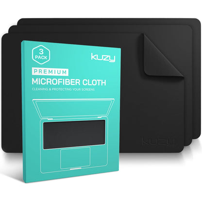 Kuzy 3 Pack Premium Microfiber Cleaning Cloth - MacBook Screen Cleaner Keyboard Cover Imprint Protection Accessories - Laptop Screen Cleaner Cloth - Eyeglass Lens Glasses Cleaner, 3 Pack - Gray