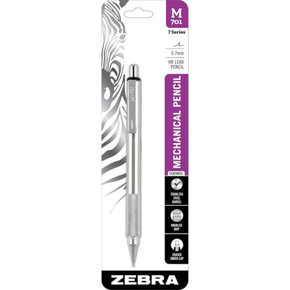 Zebra Pen M-701 Mechanical Pencil, Stainless Steel Barrel, Medium Point, 0.7mm, 1-Pack (59411)
