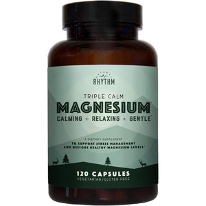 Natural Rhythm Triple Calm Magnesium 150 mg - 120 Capsules – Magnesium Complex Compound Supplement with Magnesium Glycinate, Malate, and Taurate. Calming Blend for Promoting Rest and Relaxation.